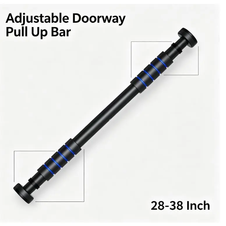 No-Drill Doorway Pull Up Bar - Home Gym Bar, 28"-38" Door Frame Fit, 330LBS Heavy-Duty Strength Training Equipment, Twist Lock, Non-Slip Foam Grips for Functional Training