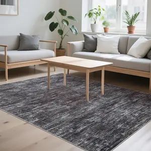 Modern Uniform Color Area Rug, Washable, Non-Slip, Low Pile, Non-Shedding, Mark Resistant, Soft Collapsible Carpet for Bedroom, Kitchen, Entryway, Living Room, Minimalist Farmhouse Decor - Light/Dark Grey, Green