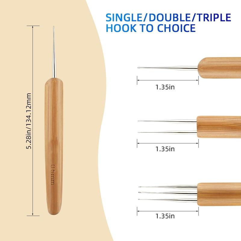 3 count Dreadlock Crochet Hooks - Dreadlock Crochet Hook Tool for Hair Locs & Dread Braids - 0.5Mm Braid Craft Weaving Crochet  with Interlocking Tool