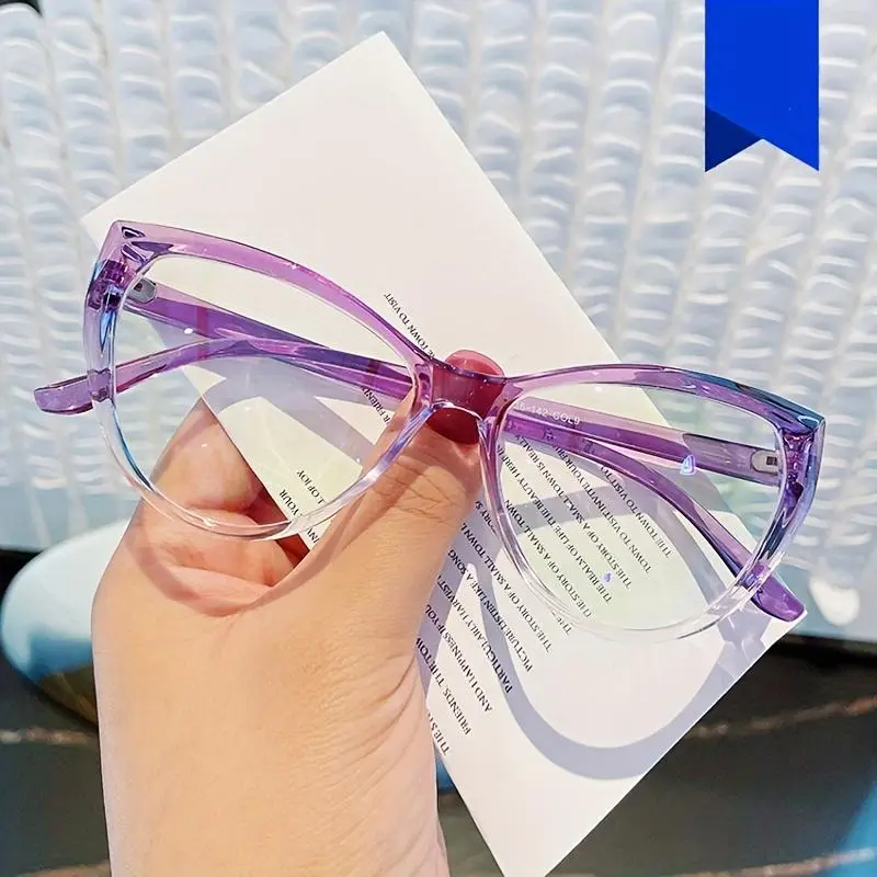 1pc Fashionable Retro Cat Eye Leopard Print Decorative Glasses - Y2K Flat Light Design