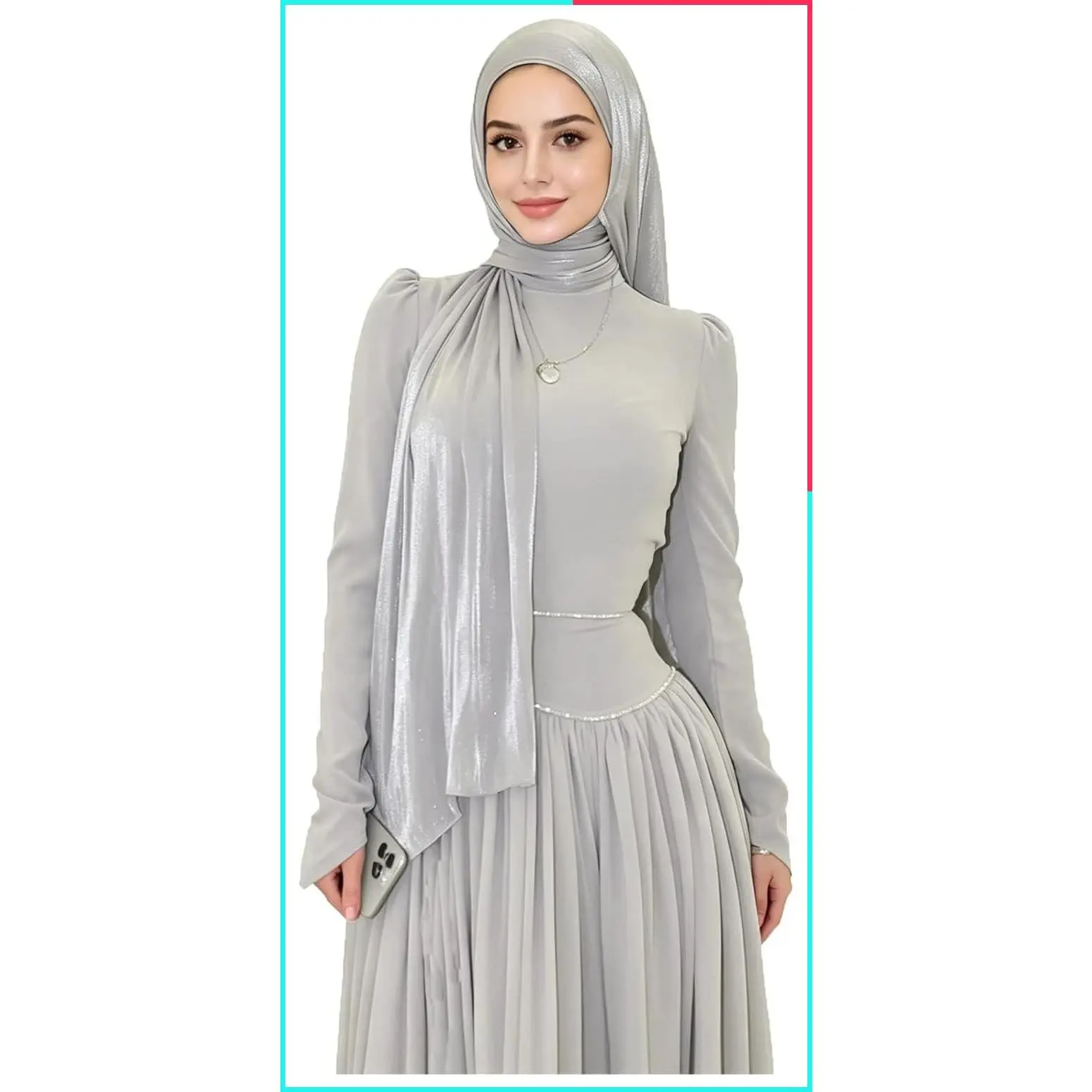 Women's Premium Lightweight Shimmer Hijab Head Scarf - Crepe Wedding Shawls and Wraps for Evening Dresses, Shiny