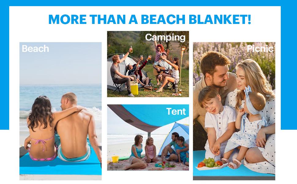 Beach Blanket Sandproof Oversized, 79''×83'' Extra Large Beach Mat, Portable Picnic Mat for Travel Camping Hiking, Lightweight Beach Essentials Family Water Resistant Mat Nylon 210T