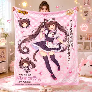 Aura Blankets Anime Nekoparas Kawaii Cute Comfortable Flanne Blanket Soft comforter sets throw for Couch Warm Flannel Blankets Bedroom Décor