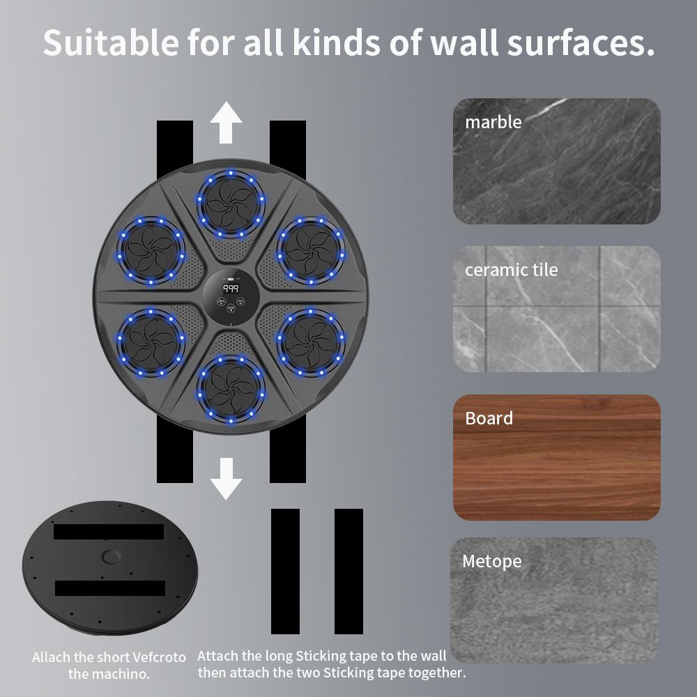 Music Boxing Six-Target Training Machine with Gloves - Wall Mount Fun Fitness for Kids,Music Boxing Machine，Boxing， Wall Mount Boxing Machine - Smart Fun Fitness Gear for All Ages,Interactive Boxing Trainer - Enhance Workout Fun with Free Boxing Gloves