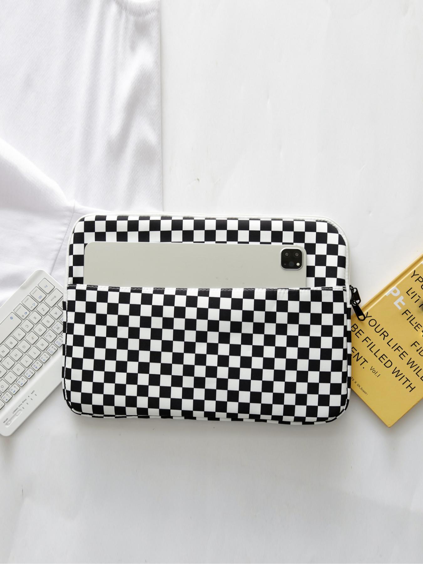 Fashionable Plaid Pattern Zipper Design Laptop Bag, 2025 New Style Casual Versatile Zipper Laptop Bag, Simple Design Durable Laptop Backpack for Women & Men
