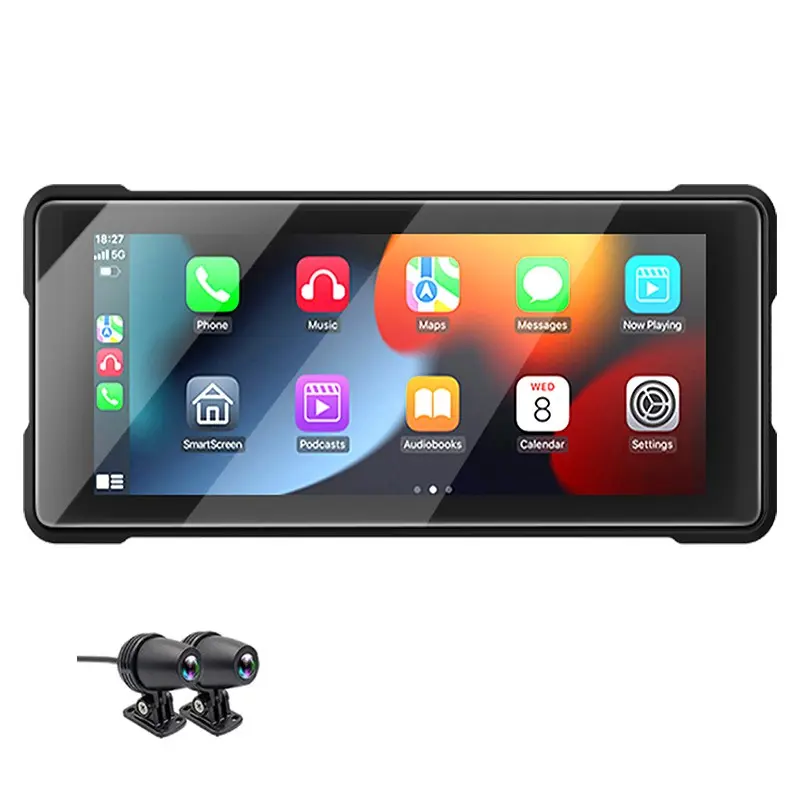 Venbes 6.86-Inch Motorcycle GPS Navigation Display, Wireless Carplay Android Auto, Waterproof Touchscreen, Bluetooth-compatible Voice Control