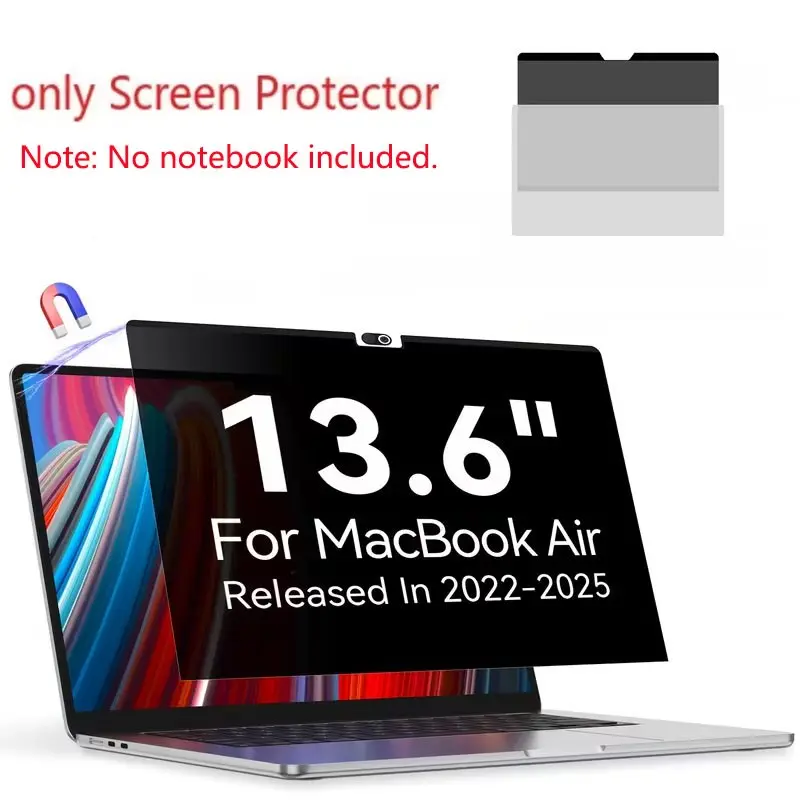 Suitable for Macbook Pro 13-inch (2022-2026, M1, M2, M3, M4) magnetic privacy screen. The laptop has a detachable privacy screen with anti-glare protection.