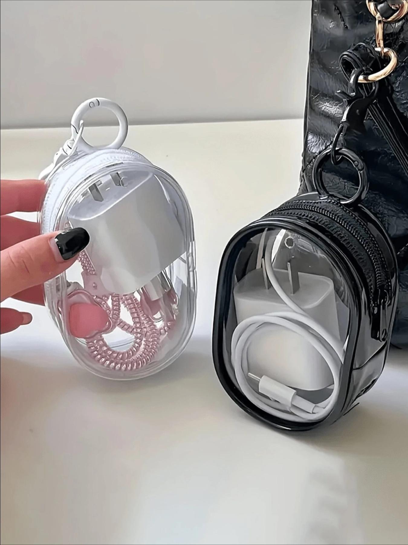 Clear Plastic Charger and Cord Organizer Mini Zipper Keychain, Portable Earbud and Cable Storage Case, Multifunctional Storage Bag for Travel, Daily Use Clear Plastic Charger and Cord Organizer Mini Zipper Keychain, Portable Earbud and Cable Storage Case, Multifunctional Storage Bag for Travel, Daily Use