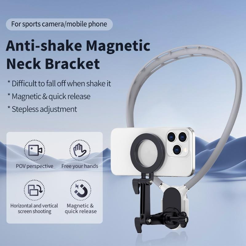 Magnetic Neck Mount, Hands-free Secure Holder for Phones, Suitable for Vlogging, Compatible with iPhone 15/14/13/12 Series, Cell Phone Mount #GLOBAL PICKS