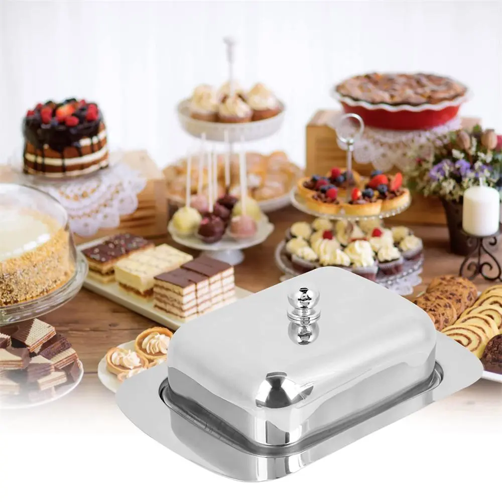 Stainless Steel Butter Dish with Lid and Spreader, Multi-Purpose Food Tray, Ideal for Butter Sticks, Kitchen Utensil Tool