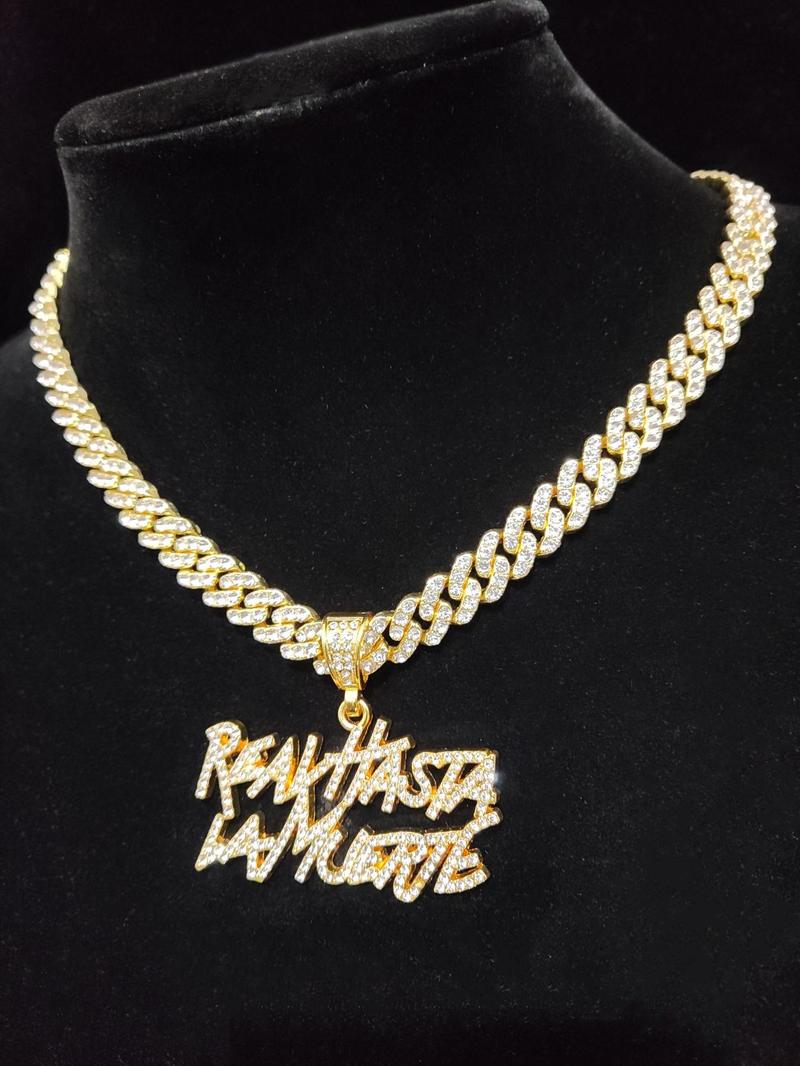 Fashion Letter Detail Pendant Cuba Necklace for Men & Women, Zinc Alloy Hip Hop Jewelry for Party, Club, Matching Punk Accessories As Gift for Women & Men