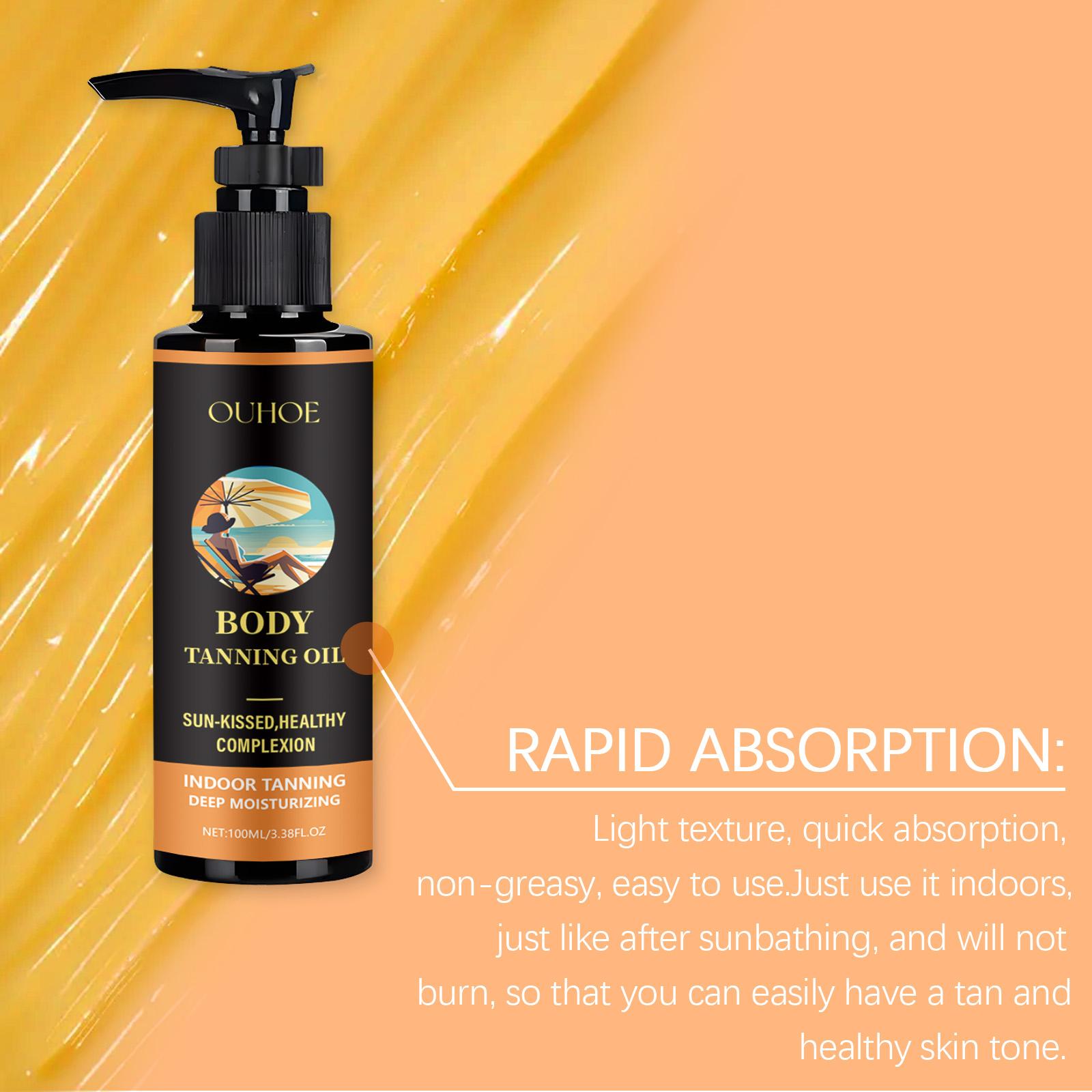 OUHOE Body Tanning Oil with Coffee Extract, Indoor Sunless Tanner for Streak-Free Natural Bronze, Moisturizing Hydrating Formula, Deep Tan No Sun Needed for All Skin Types