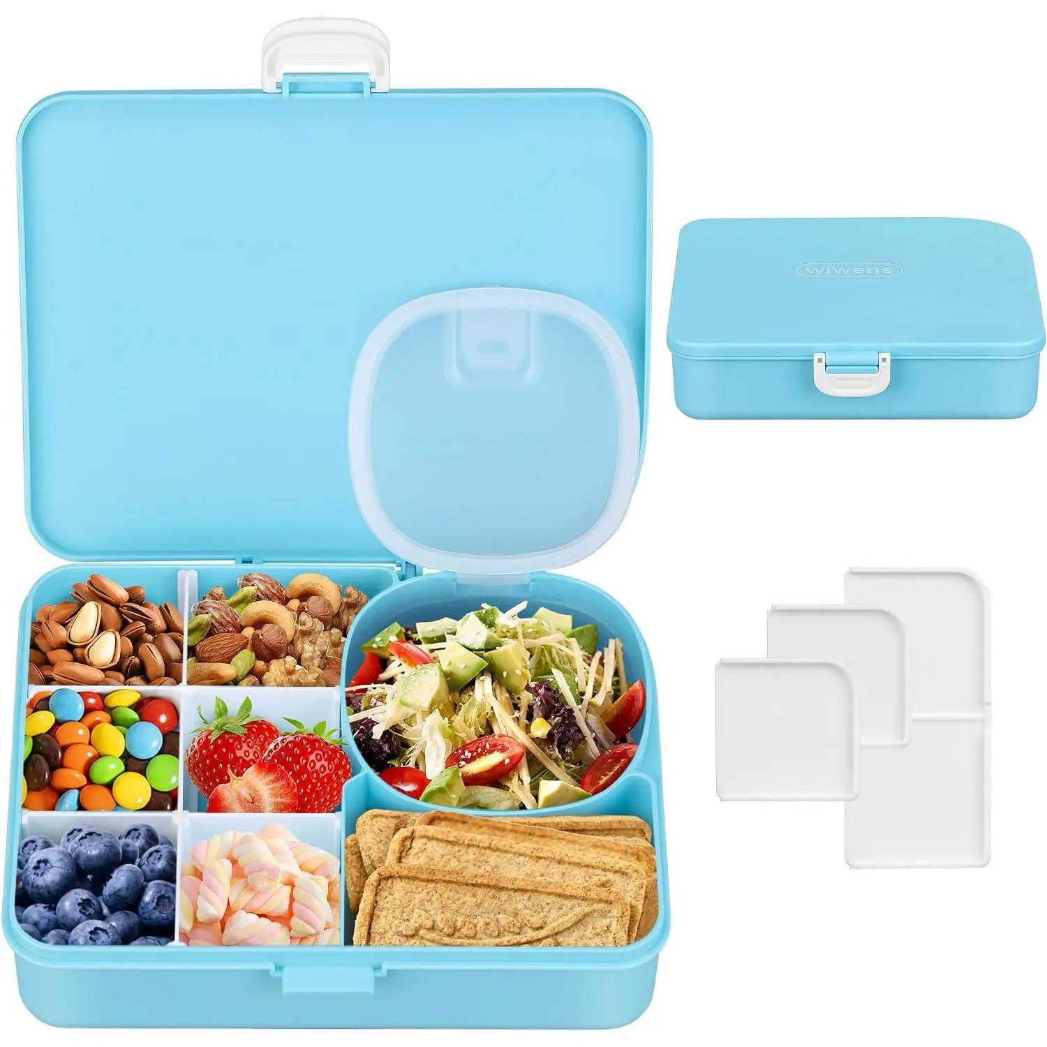 Snack Box Container for  Adults  Snackle Box with Adjustable Dividers Airtight Snack Organizer with Compartents  Bento Lunch Box Leak Proof for Office,School,Travel,Outdoor