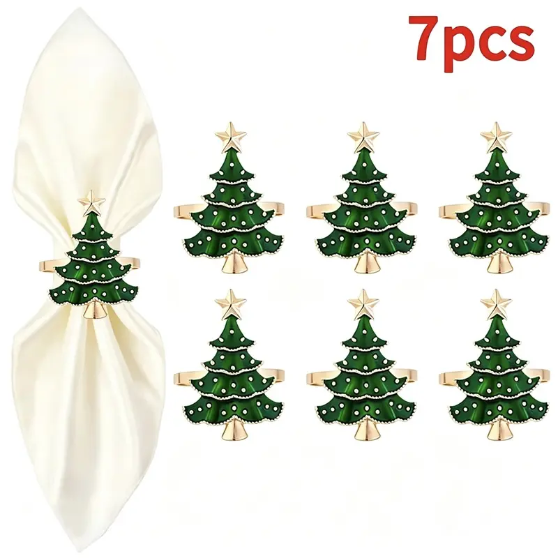 7pcs Christmas napkin ring Christmas tree ornaments Christmas home kitchen table decoration New Year party supplies