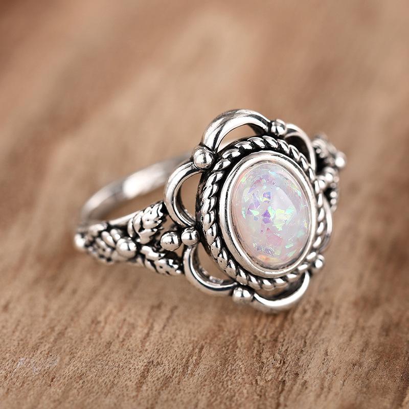 Vintage Opal-Style Filigree Ring | Boho Antique Style Statement Jewelry for Women