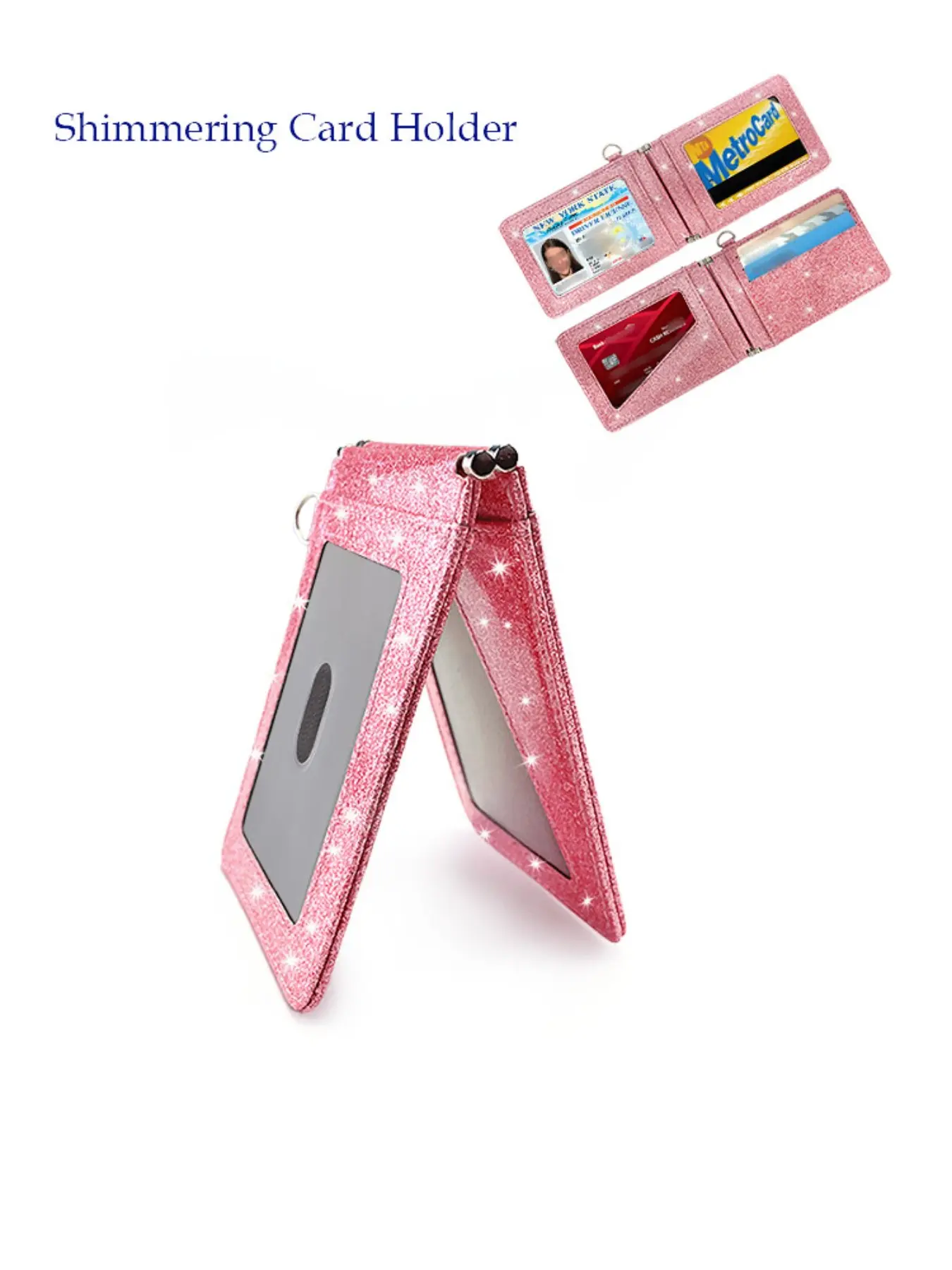 Shiny Bus Card Holder, Japanese Style Subway Monthly Ticket Clip, Rotatable ID Card Case, Credit Card Wallet, Women's Coin Purse