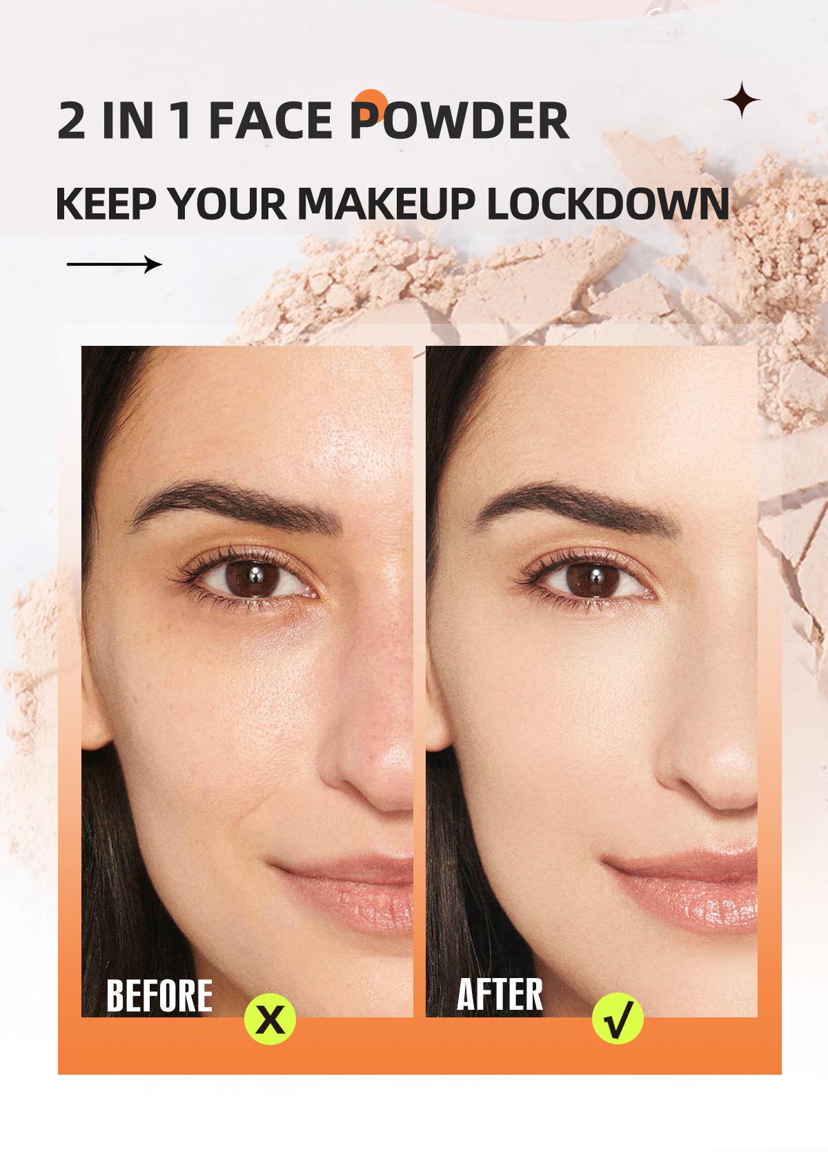 2-in-1 Matte Pressed Powder – Oil Control, Long-Lasting & Full Coverage| Wet & Dry Use, Setting & Touch-Up, Brightening Smooth Finish