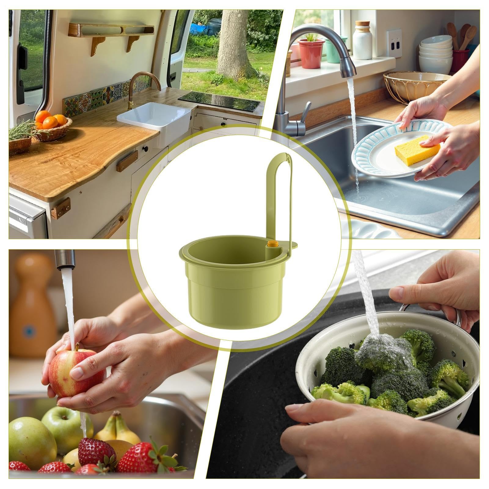 Over the Sink Colander - Small-Size Strainer Basket for Apartment Users, Tool-Free Faucet Edge Hanging, Quick Drain, Efficient Small-Sink Fit, Bottom Release for Effortless Maintenance, Compact Spaces