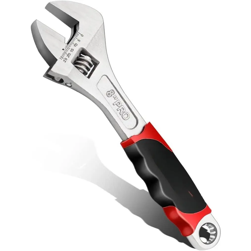 Adjustable Wrench 8 Inch Professional Cr-V Forged | Anti-Slip Grip Wrenches Set Small Crescent Style Hand tools