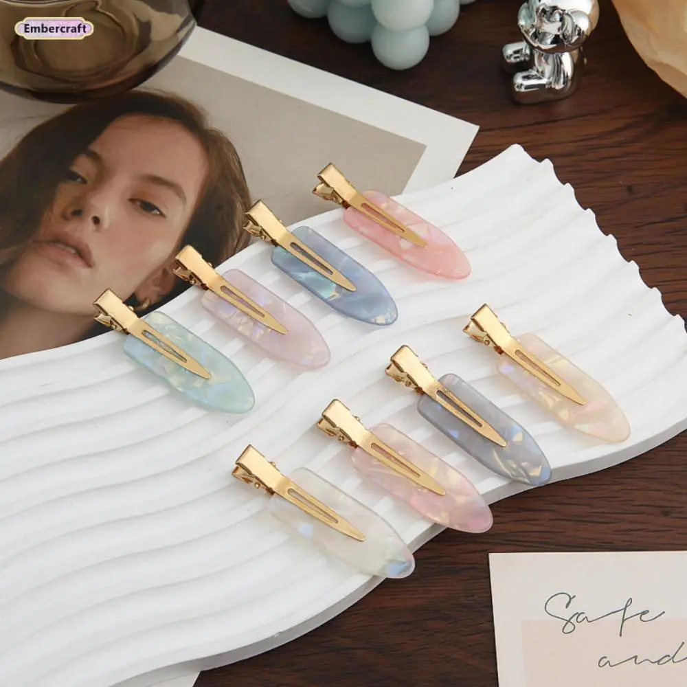 8-Piece Acetate Hair Clips for Women, Pink & White Flat Alligator Hairpins, No-Crease & Anti-Slip for Styling and Makeup, Hair Styling Clips, Anti Slip Clips