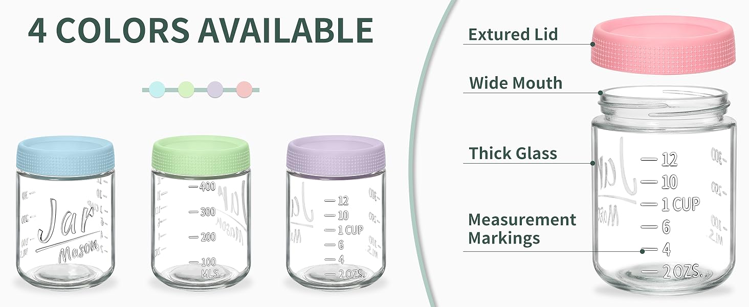 4-Pack 16oz Overnight Oats Containers with Airtight Lids - Jars with Measurement Marks for Yogurt, Meal Prep & Chia Pudding, Stackable & Leakproof 4-Pack 16oz Overnight Oats Containers with Airtight Lids - Jars with Measurement Marks for Yogurt, Meal Prep & Chia Pudding, Stackable & Leakproof
