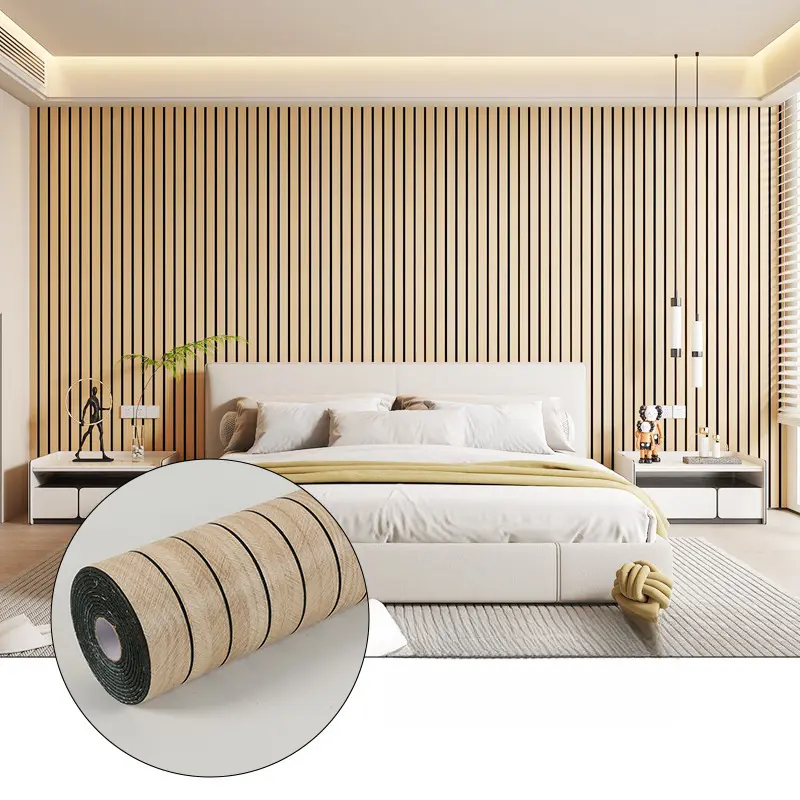 Realistic Wood Self-Adhesive Wall Stickers, 15.7x118 Inches 3D Slat Design, Waterproof Moisture-Proof Wallpaper, Living Room Bedroom TV Background Wall Decor Tool, Peel and Stick No Glue Installation