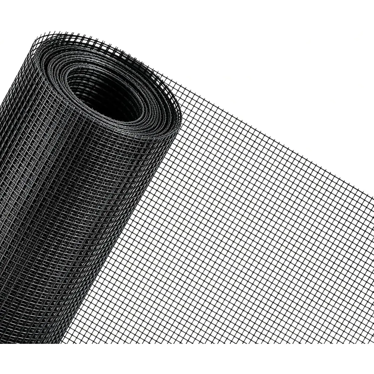 Rindion 48x102 In Custom-Fit Full Size Grid Pattern Mesh Fabric Pet-Proof Window Screen Replacement, Anti-Mosquito for Patio Use (Black)