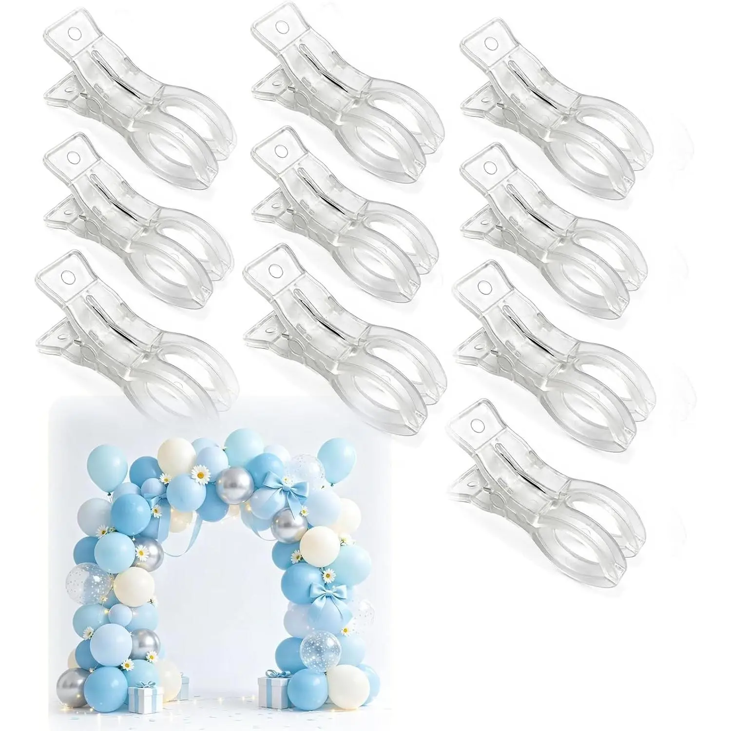 10 count Spring Clamps for Crafts, Balloon  & Backdrops 3.5” Clip Set