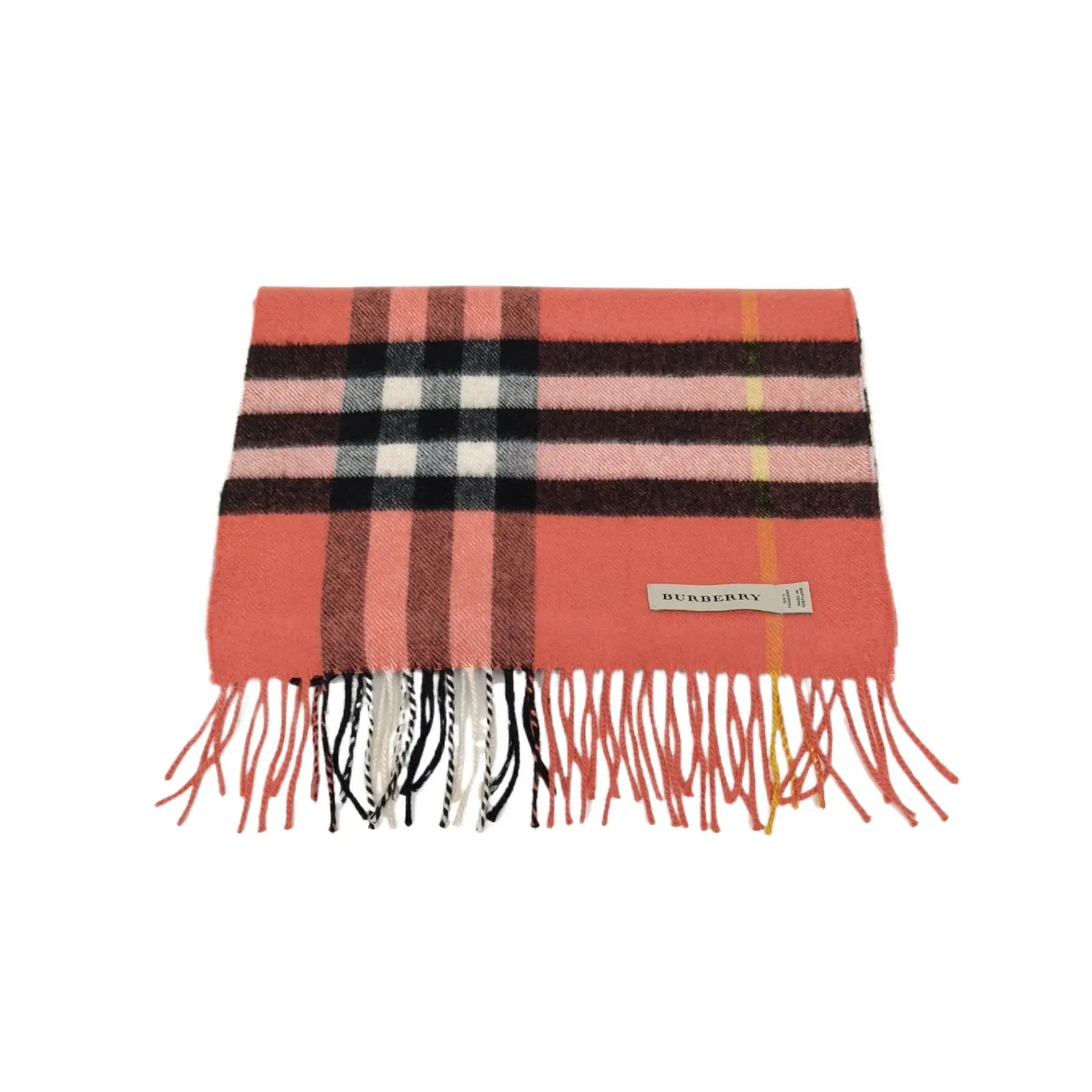 Pre-owned 【alea】Burberry Color blocked Orange Check ScarfP236475770