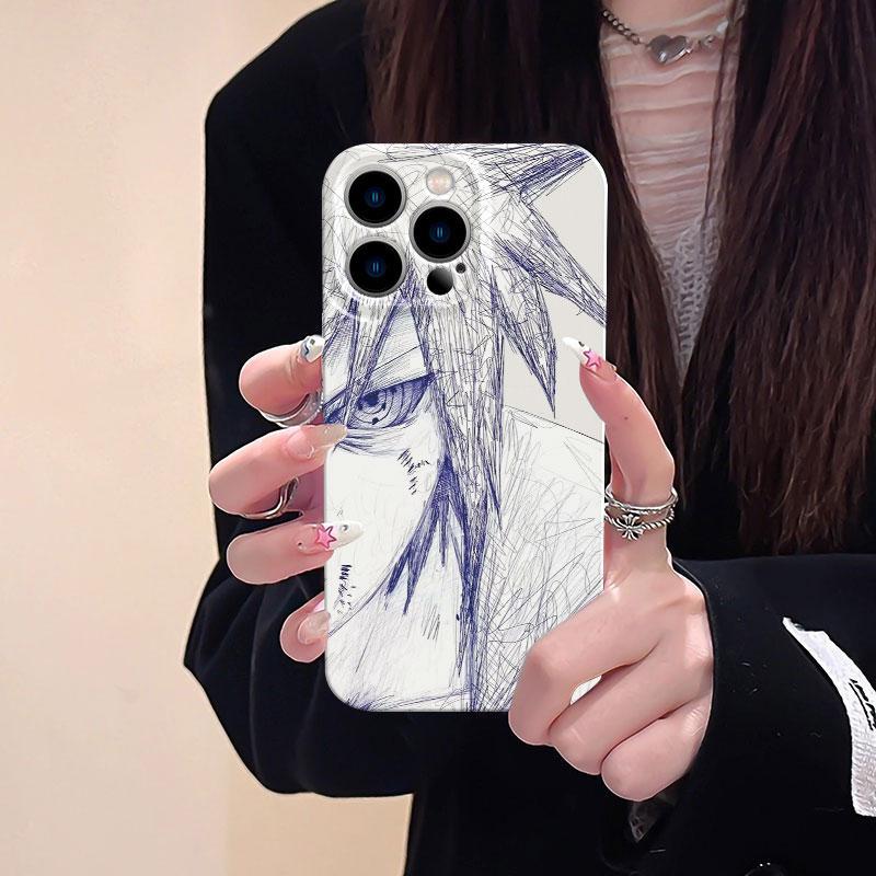Viral Aesthetic Popular NARUTO Lovers Sasuke Sakura Phone Case for iPhone 11 12 13 14 15 16 17 Pro Max Plus Naruto White Film Cartoon shockproof Cover
