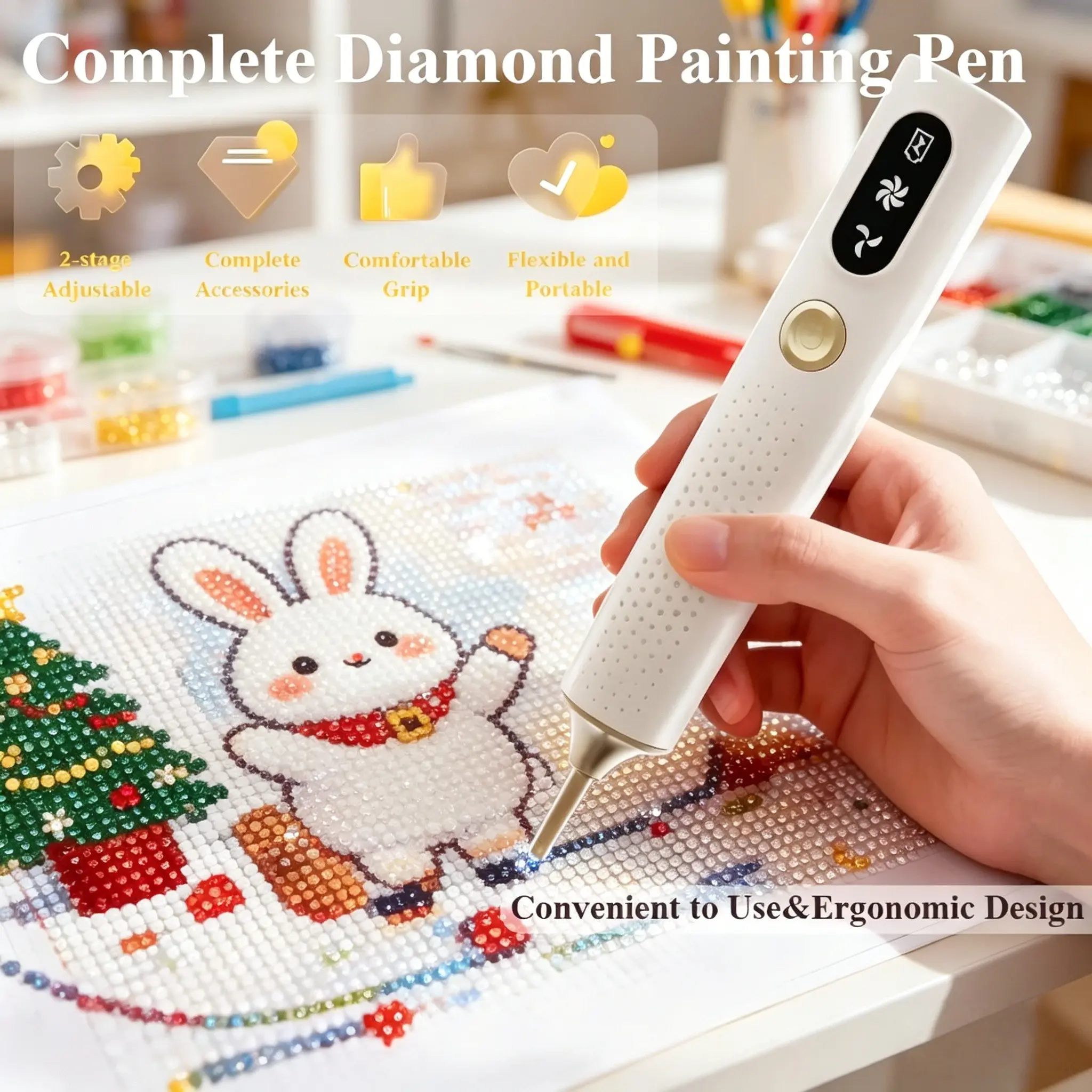 Wireless Suction Diamond Painting Brush, Rechargeable, Adjustable Suction, Lightweight, Easy to Use, Perfect Gift for Craft Lovers
