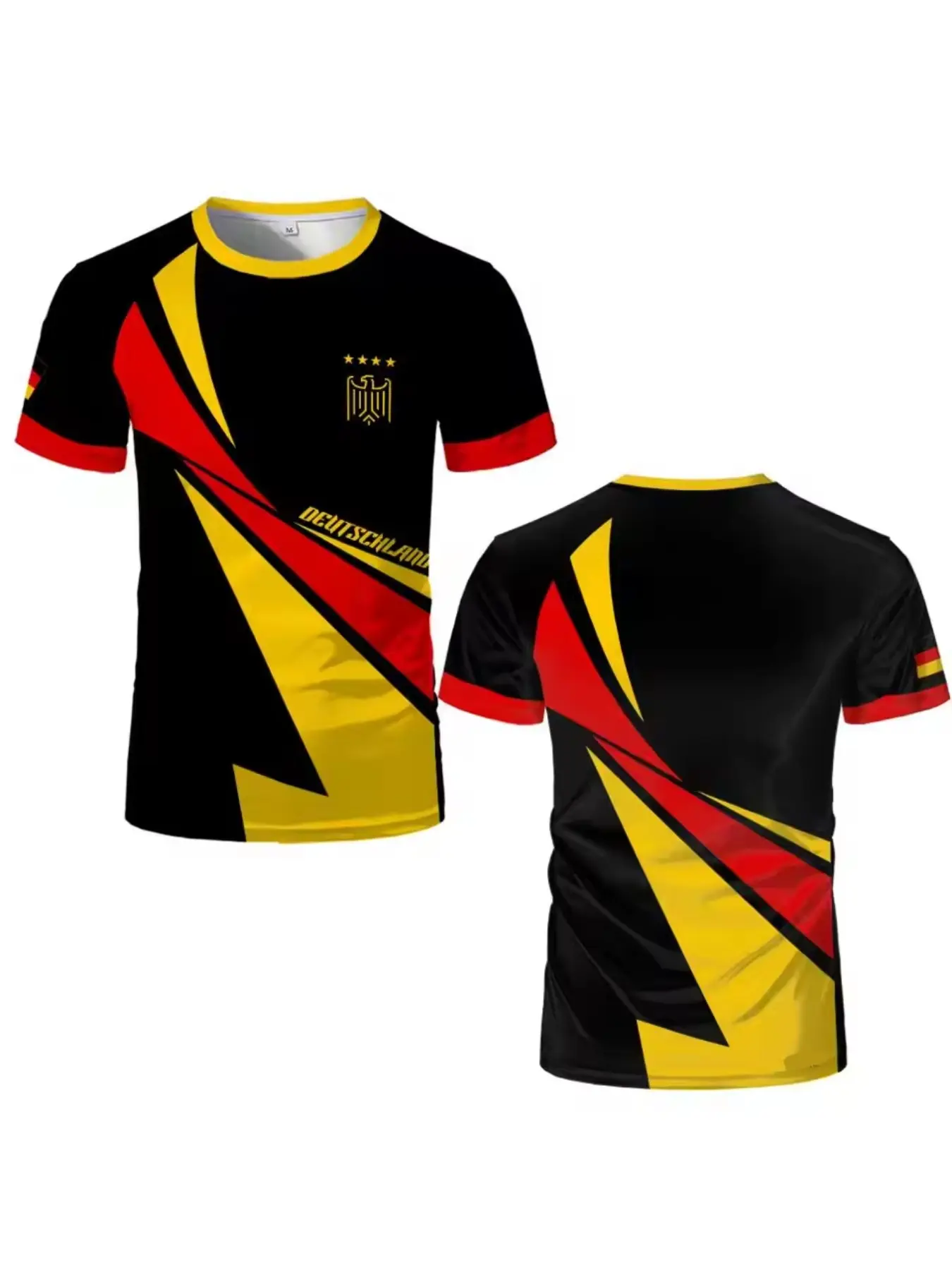 Men's Sporty Long Sleeve T-Shirt, Germany Flag Print, Breathable Comfort, Athletic Workout Shirt, Breathable Workout Shirts, Breathable Sports Shirt, Ideal for Outdoor Activities & Football Enthusiasts