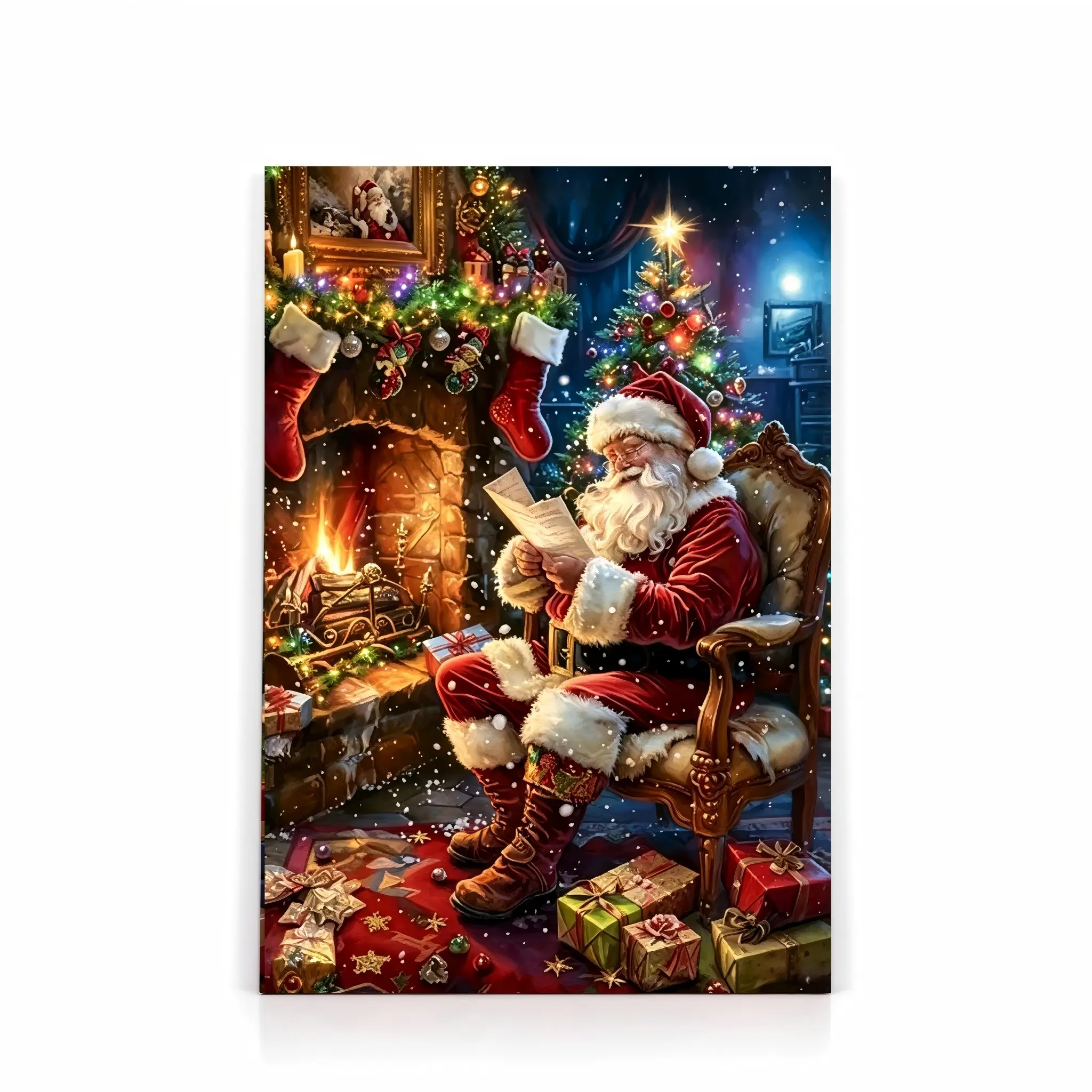 Santa Claus Print Art Wall Canvas, 80cm X 120cm, Modern Living Room Decor, Frameless Christmas Decoration, Bedroom and Living Room Art