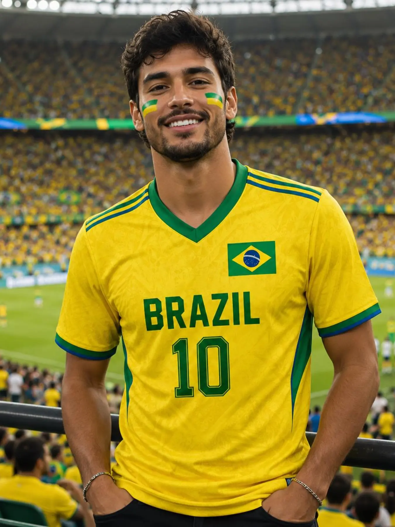 2026 New Brazilian Samba Style Soccer Jersey, Fan Apparel, Football Enthusiast Gift, Casual Long Sleeve, Loose Fit, All Seasons