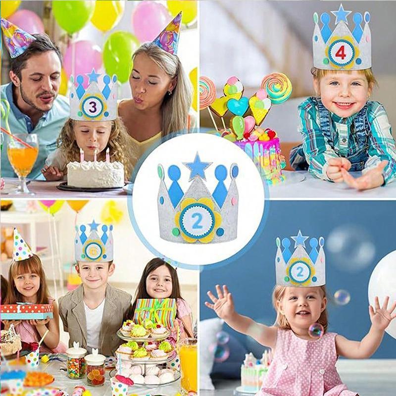 Adjustable Felt Birthday Crown Birthday Hat Durable Interchangeable Numbers Crown Photo Props  or Girls Boys Birthday party hat