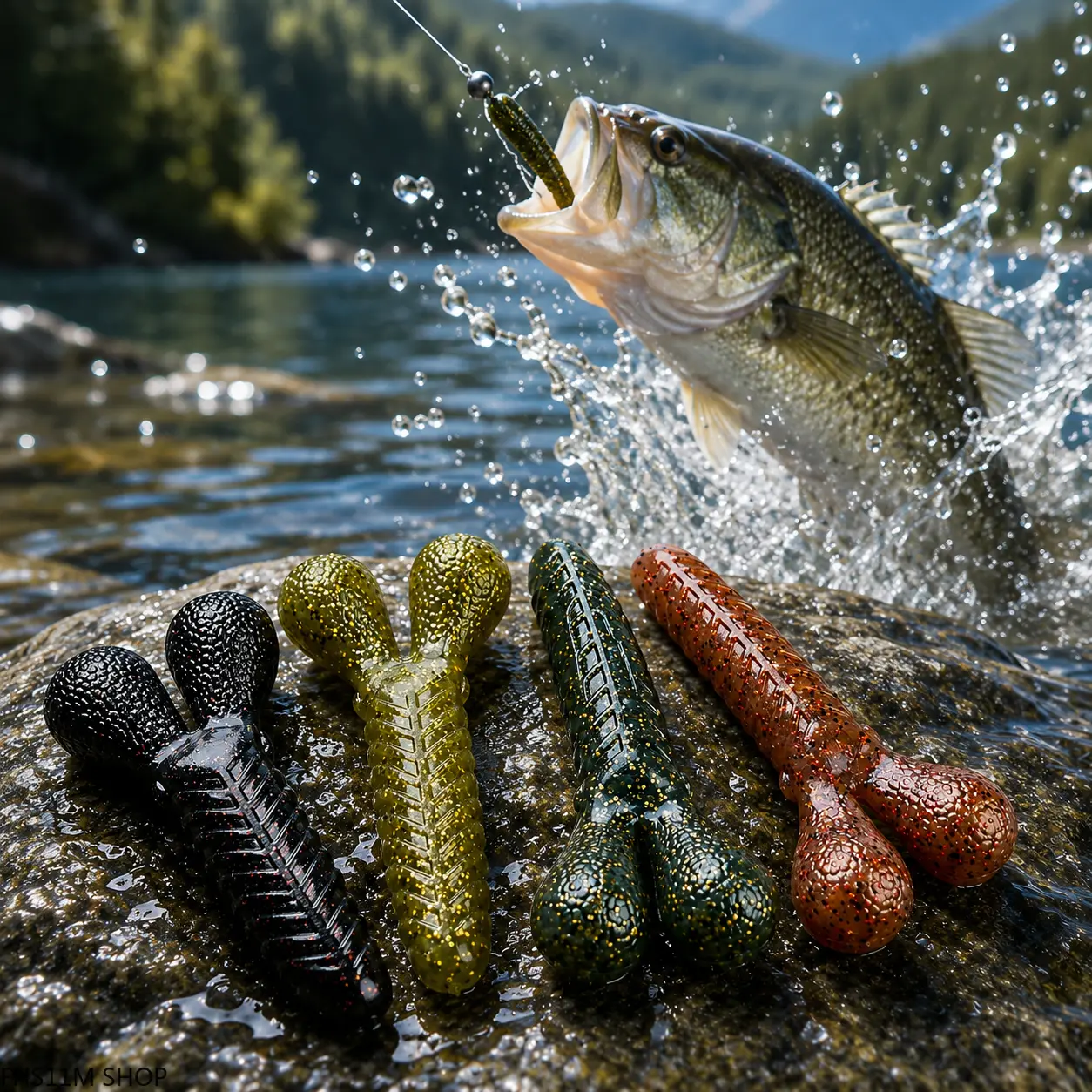 7PCS Shrimp Soft Plastic Worm Fishing Lures, Lead Free Drop Shot Bait With Lifelike Action, Finesse Fishing Lure For Bass, Crappie, Trout And Panfish, Freshwater And Saltwater Fishing Gear For Kayak Fishing, Pond Fishing And Lake Fishing