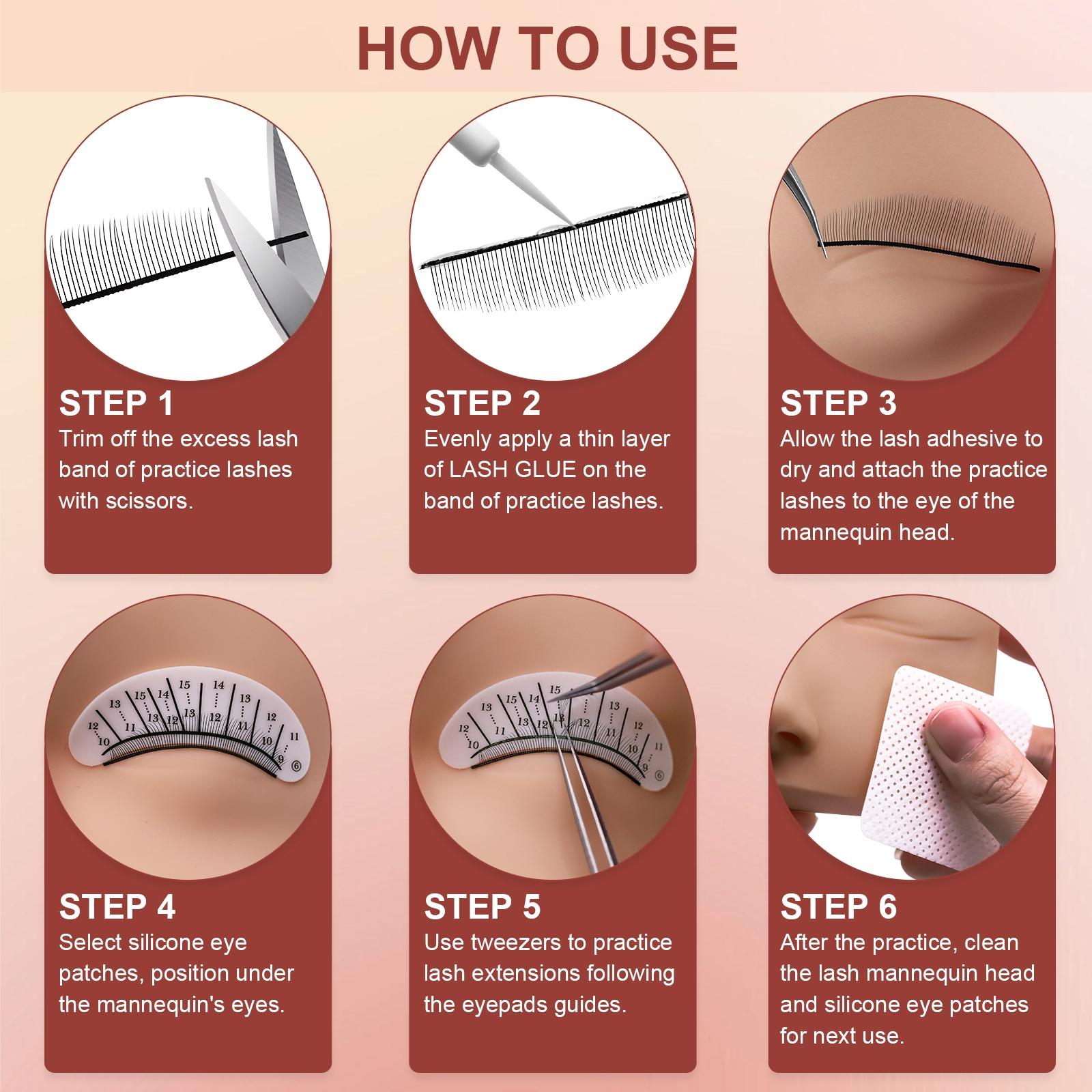 Practice Lashes Kit for Eyelash Extensions, Training Strips & Lashes for Lash Mannequin Head, Beginner Friendly Lash Extension Supplies, Lash Clusters Kit, Eyelash Tools