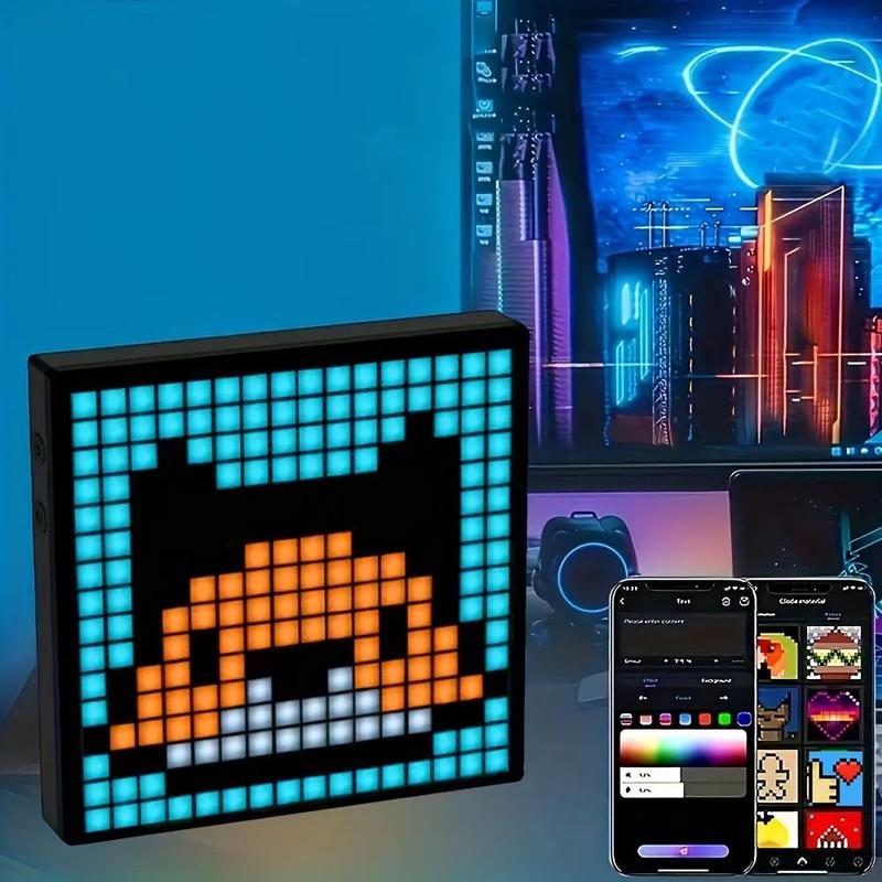 LED Pixel Display, 1 Count Desktop Programmable LED Screen, Customizable DIY Text Pattern LED Pixel Display, LED Pixel Display for Home Game Room Decor, Led Effects, Led Mood Light