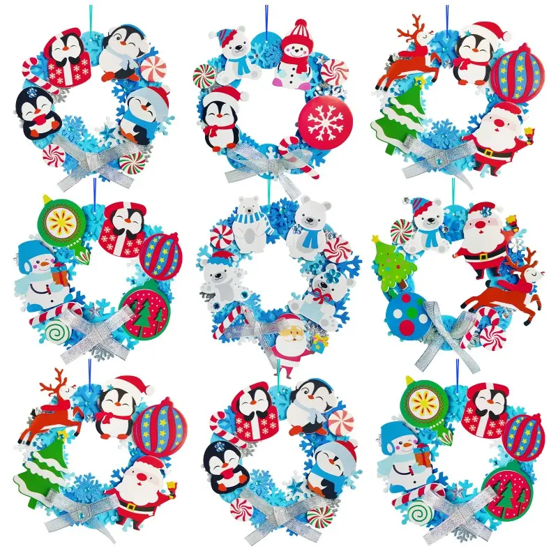 DIY Christmas Tree Wreath Snowman Craft Kit, Holiday Ornament Making Set, Creative Christmas Gift for Kids & Adults