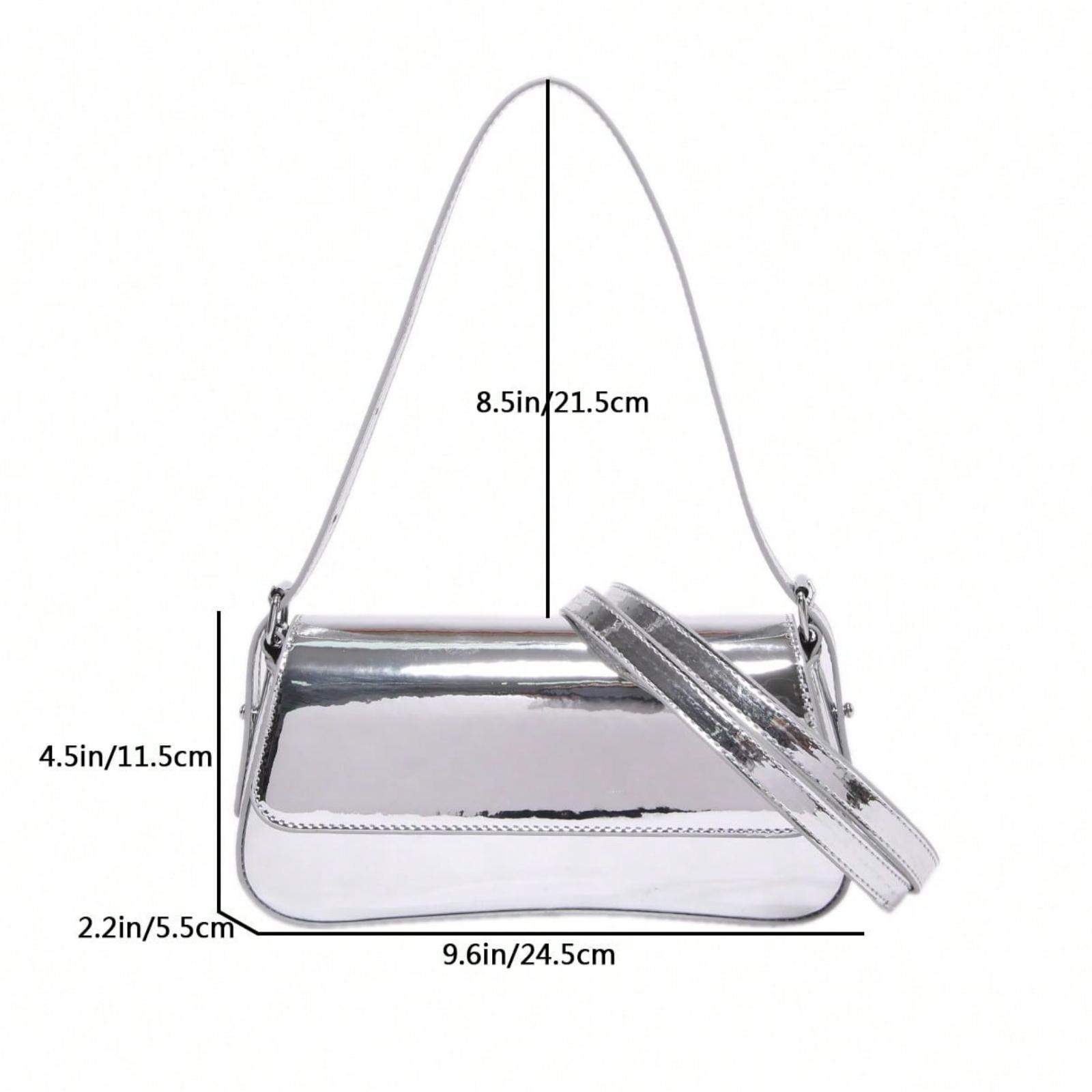 New Solid Color PU Material Shoulder Bag, Texture Luxury Style Crossbody Bright Evening Clutch Bag with  Fashionable and Unique Short Arc Design Equipped With Vest Buckle Handbag Work Bag Dinner Bag Handbag Suitable for Woman