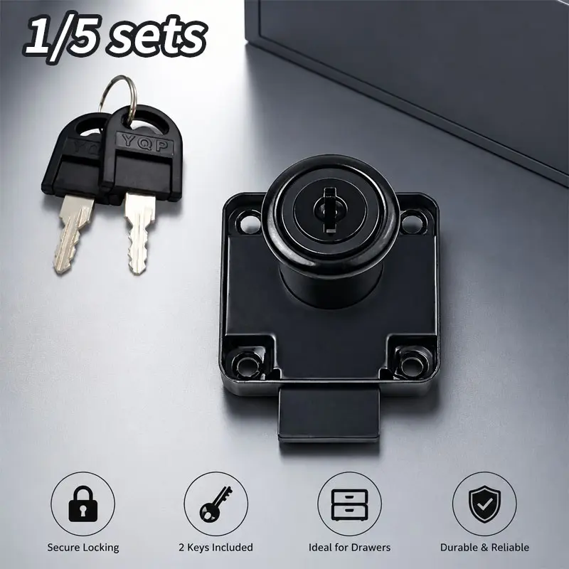 1/5 set of drawer locks with keys, furniture locks, used for bedside tables, wardrobes, cabinets, Secure Lock