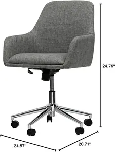 Workspace by Alera Rounded Mid-Century Ergonomic Office Chair for Adults, 18.9in-22.24in Seat Height, 275lb Weight Capacity, Gray, Assembly Required (Commercial Office Furniture)