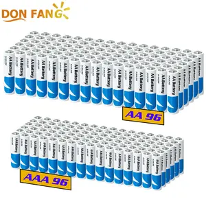 DON FANG Alkaline Battery Pack (96 AA + 96 AAA), 1.5V high-performance batteries for remote controls, clocks, and keyboards — value pack combo