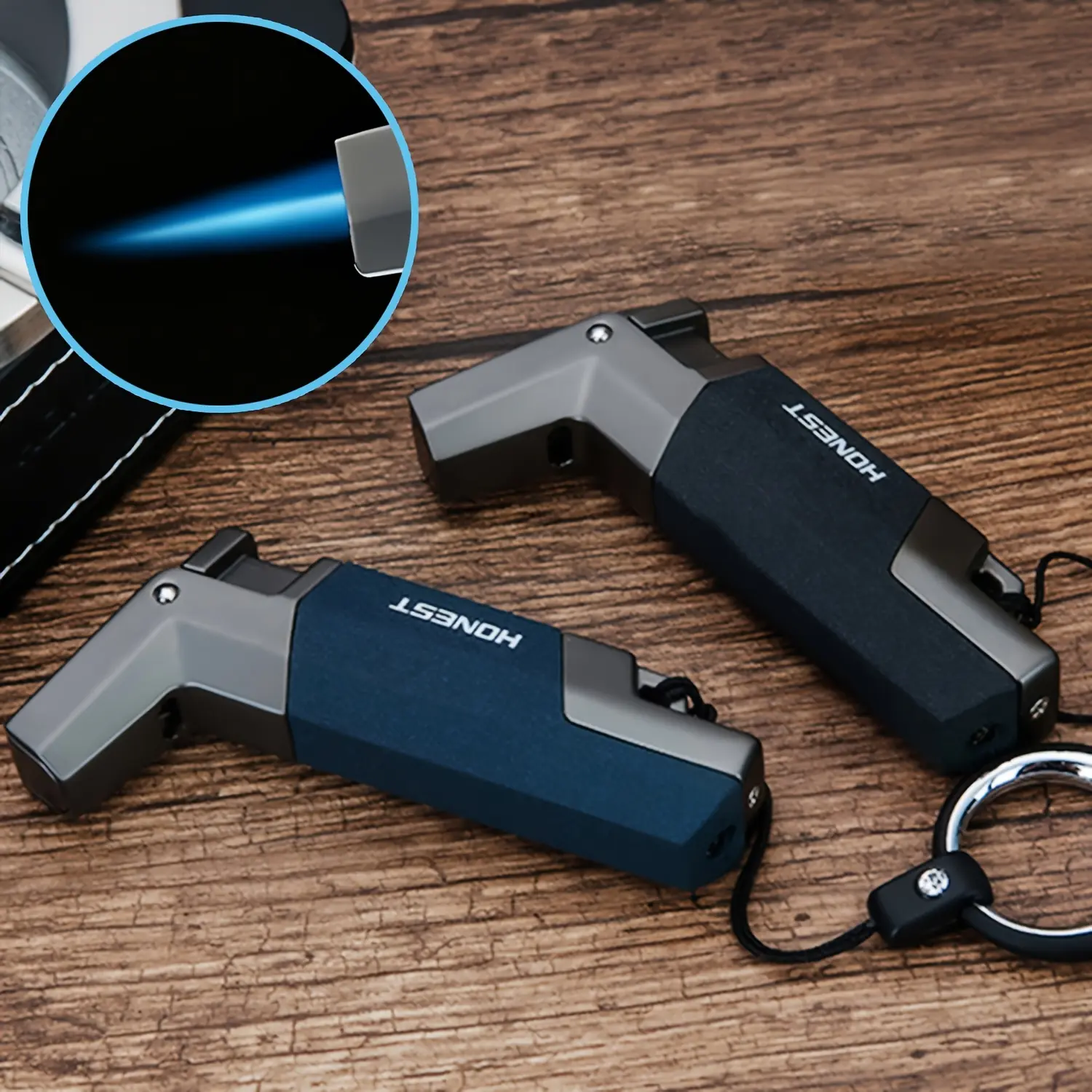 [Windproof Refillable Lighter] (Fuel Not Included) Metal Lighter with Keychain, Bird Design Polished Windproof Refillable Fuel Jet Blue Flame Lighter with Lid, Made of Zinc Alloy, Easier to Use for Better Experience