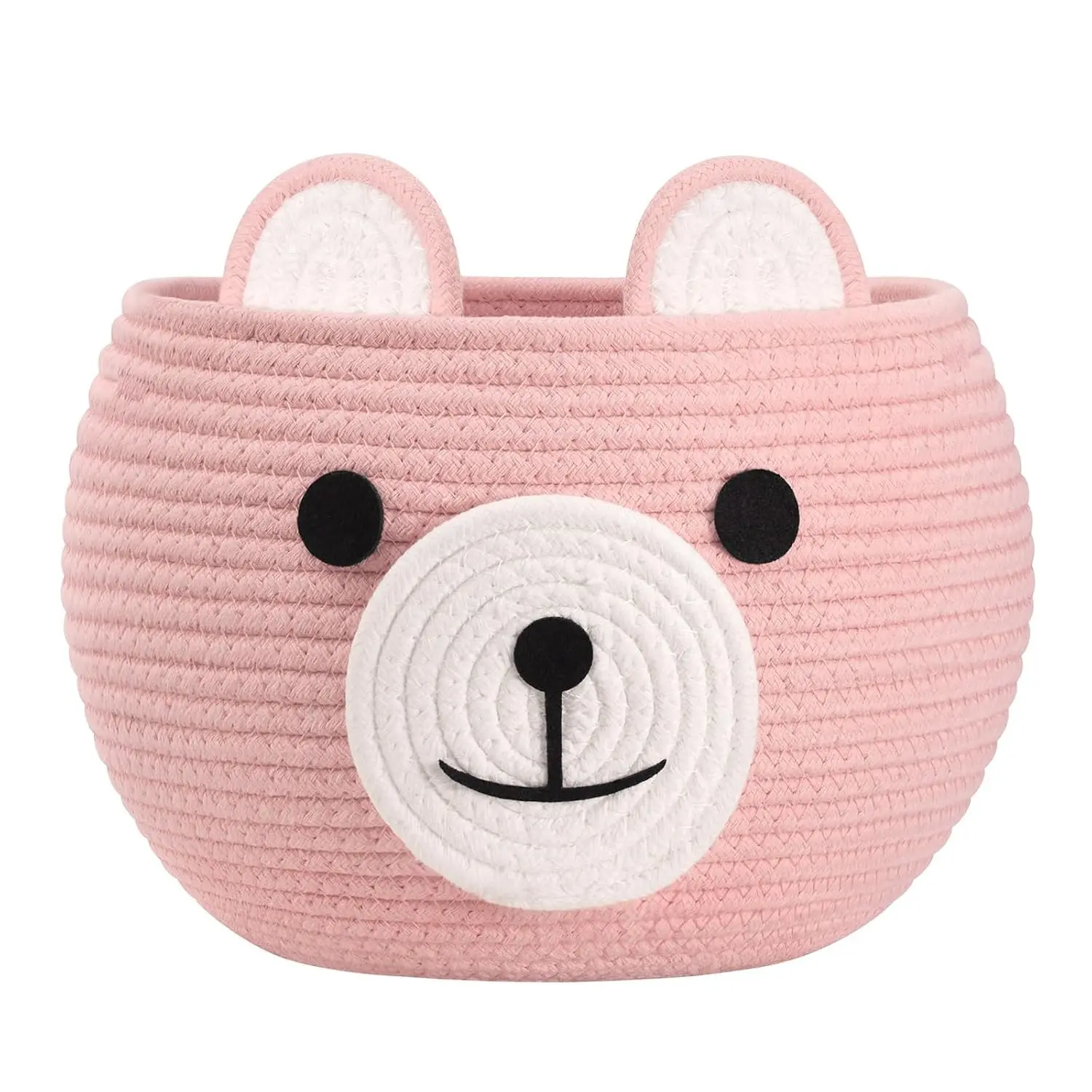 Baby Basket for Nursery, Baby Shower Gifts for Girls, Cute Storage Basket for Home Decor, Animal Baskets for Kids Toys Organizer, Pink, 10.5"D x 8.5"H