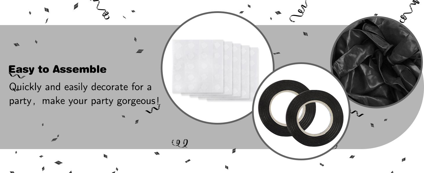 129Pcs Black Balloons Different Sizes Garland Arch Kit, 18/12/10/5 Inch Latex Balloons for Halloween, Birthday, Wedding & Party Decorations