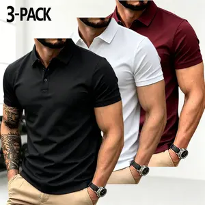 3PACK Men’S Casual Polo Shirt Up Basic Versatile Gym Tee Bowling/Golf Clothing,Suitable Everyday Wear, Summer Business Style Menswear Top Mans Poloshirt Regular Fit Cropped Polo Shirts For Men Tees semi-formal shirt set moisture dry short-sleeve quick-dry