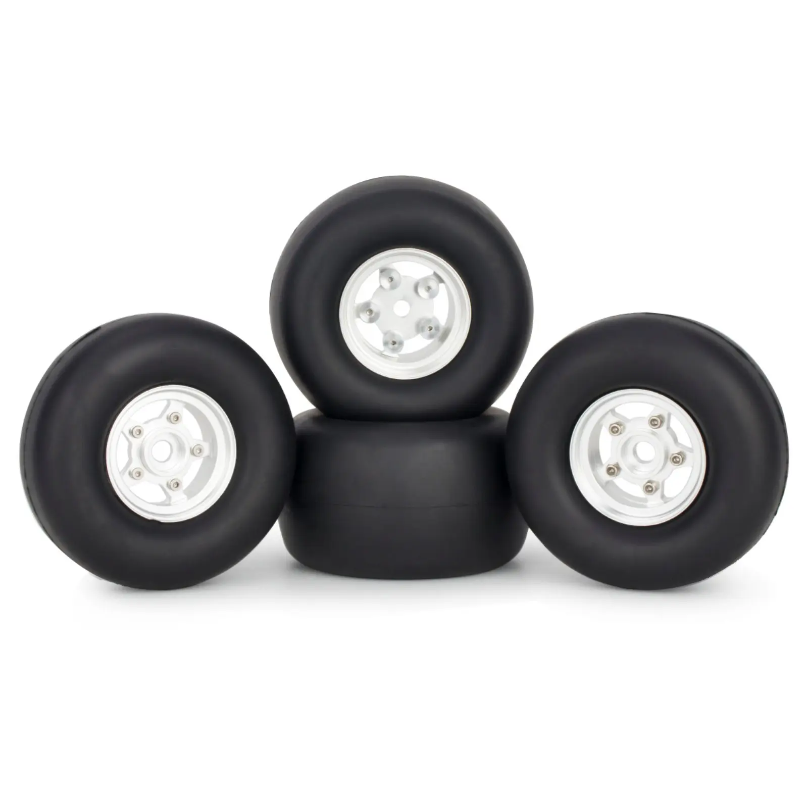 4Pcs Wheels Hub Rims Wheel Rims Tires for Tamiya Sand Scorcher/Frog/Fighting Buggy/Grasshopper/Superchamp Aluminum 1/10 RC Car Chassis Upgrade Parts