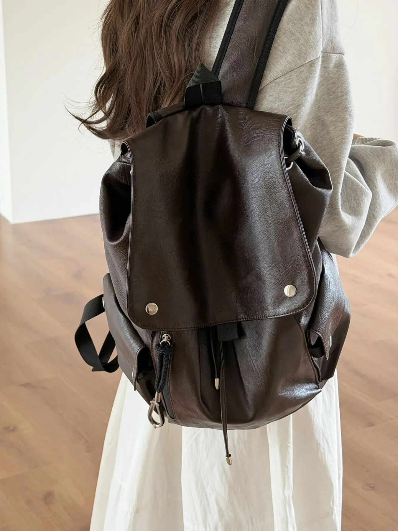 2026 Fall New Retro Commuter Business Backpack, High-Quality Leather Book Bag, Large Capacity Laptop Travel Backpack, Unisex Design, Business Style Backpack