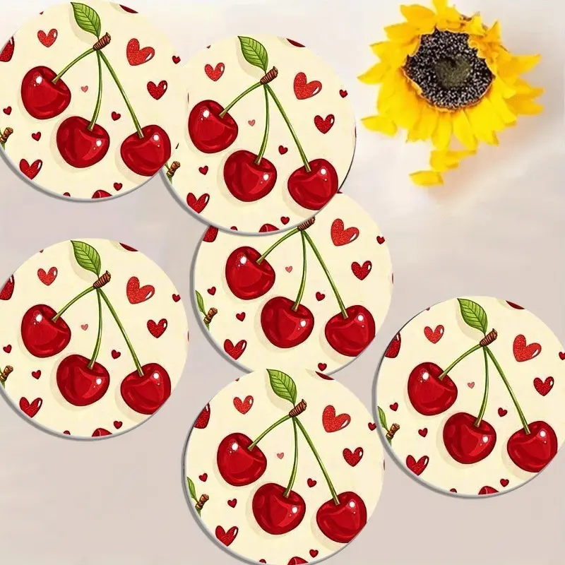 Creative Round Silicone Coasters (1 Set of 6), High Heat-Resistant Drink Mats for Coffee Mugs, Teapots, Household Table Insulation Pads, Bag Accessories Cleaning & Care Essentials, Household Items